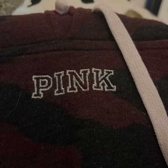 Pink Vs camouflage red bling sequin Sherpa Hoodie hooded sweatshirt jacket Large - Picture 6 of 7